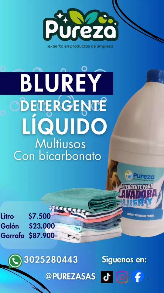 Detergente multiusos Bluery con bicarbonato — presentación