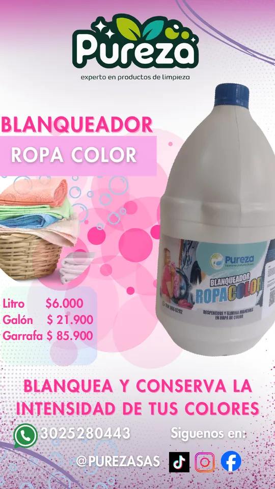 Blanqueador para ropa de color Pureza